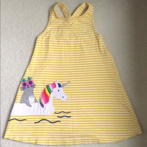 Mini Boden 2/3Y Unicorn & Cat Appliqué Dress
